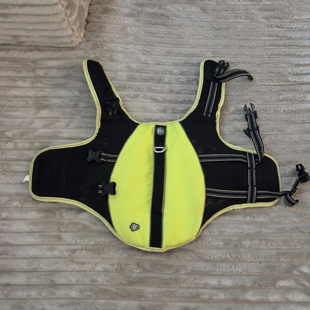 Arcadia Trail Dog Life Jacket High Visibility Flotation Vest Yellow Black Size S